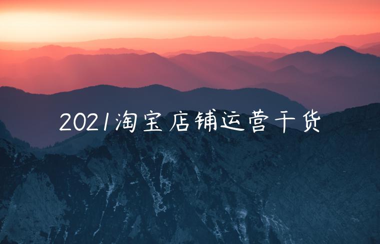 2021淘寶店鋪運(yùn)營(yíng)干貨